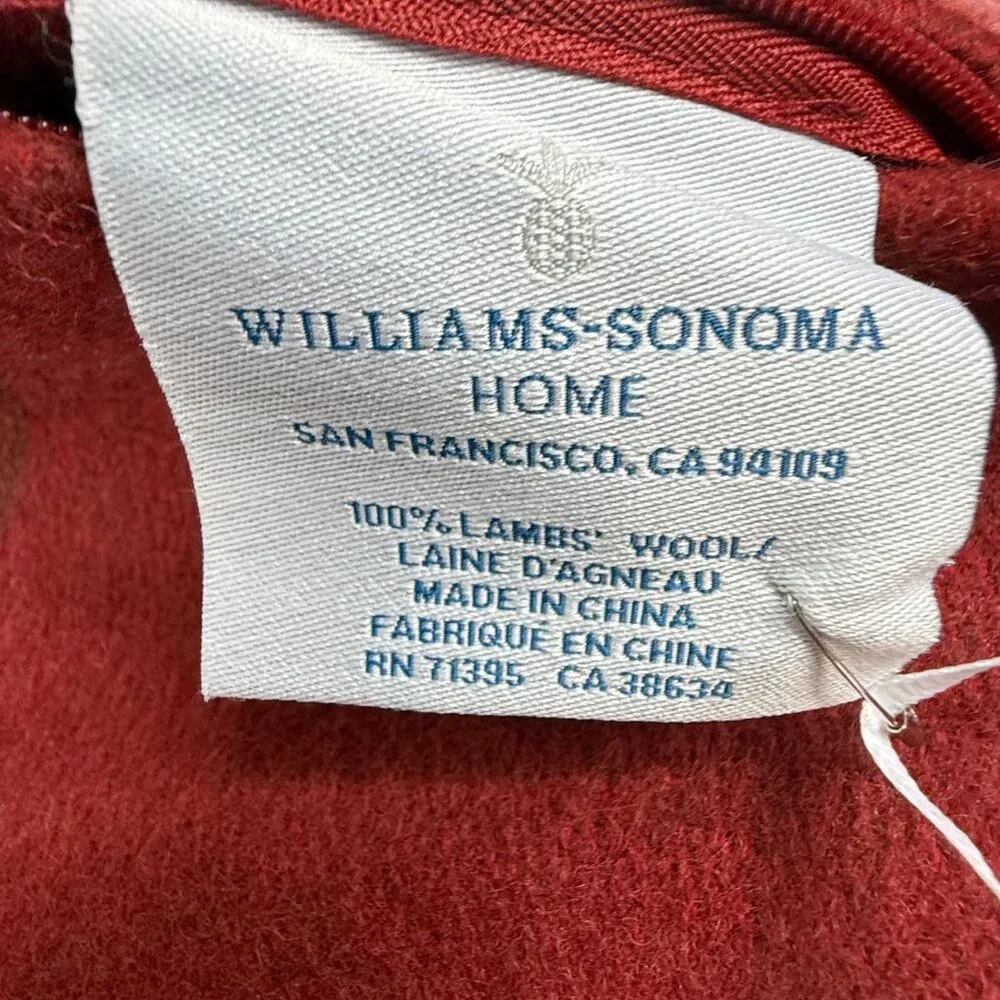 Williams Sonoma Home Wool Red Checkered Colorblock Throw Pillow Cover